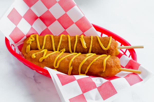 keto corn dogs with mustard