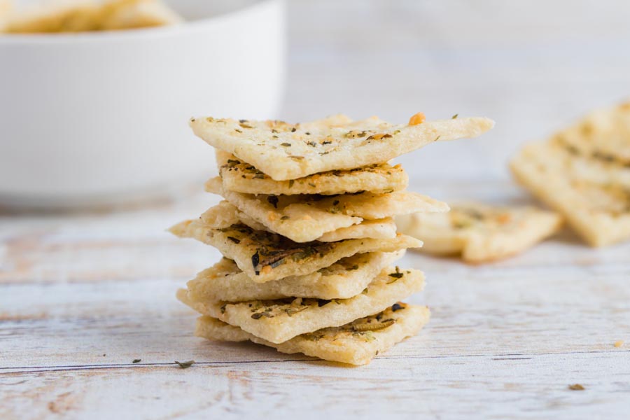 a stack of almond flour crackers