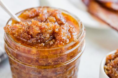 thick bacon jam in a mason jar