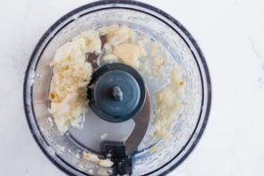 pulse garlic and water in food processor