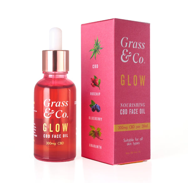 Grass & Co. hydrating CBD face oil with packaging.