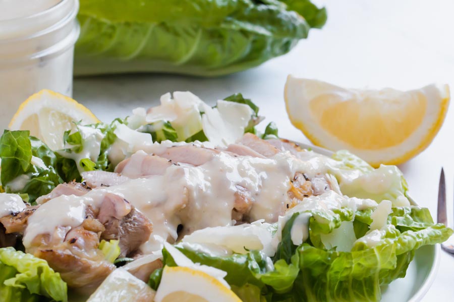 grilled chicken with creamy caesar dressing