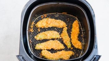 keto avocado fries in an air fryer basket