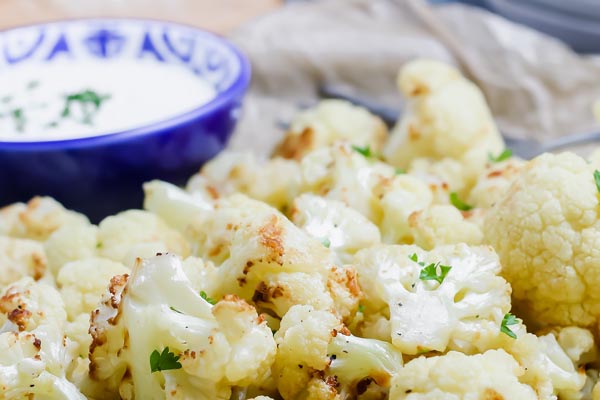 crispy florets of cauliflower with keto coating