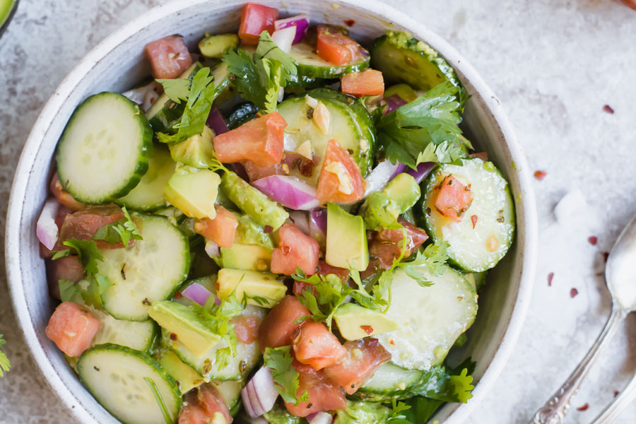 yummy keto avocado cucumber salad