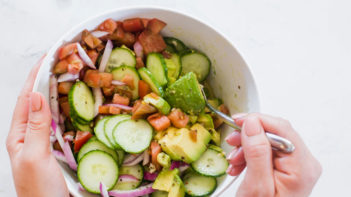 Combine vegetables in a large bowl