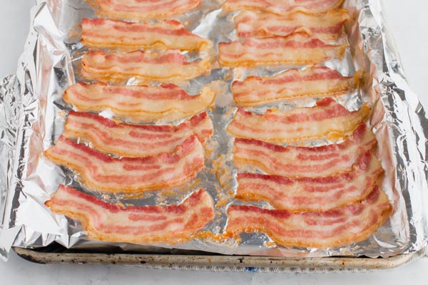 bacon on foiled lined pan