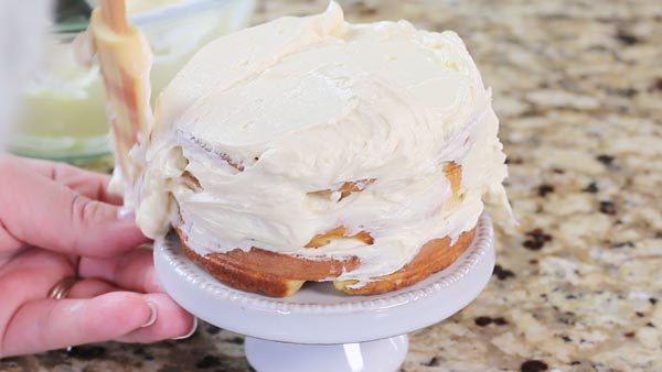 frosting a birthday chaffle