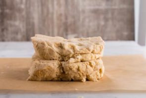 biscuit dough folded to create flaky layers