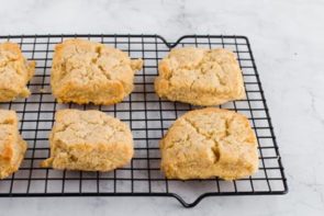 biscuits sitting on a wire rack