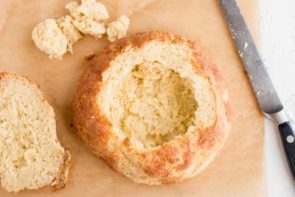 bread bowl with inside cut out