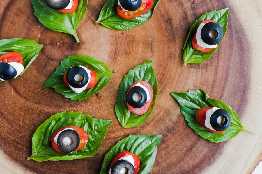 overhead shot of keto caprese appetizer