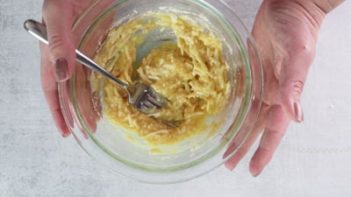 maple chaffle ingredients mixed in a glass bowl