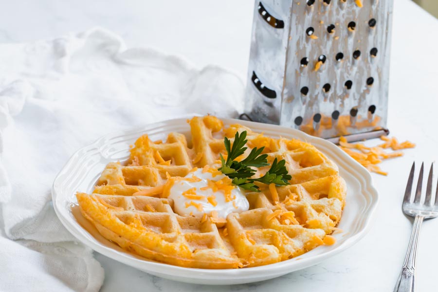 cheddar bay chaffles with sharp cheddar