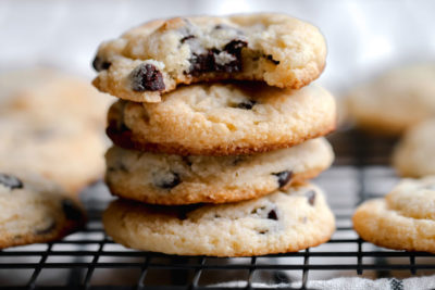 keto chocolate chip cookie stack