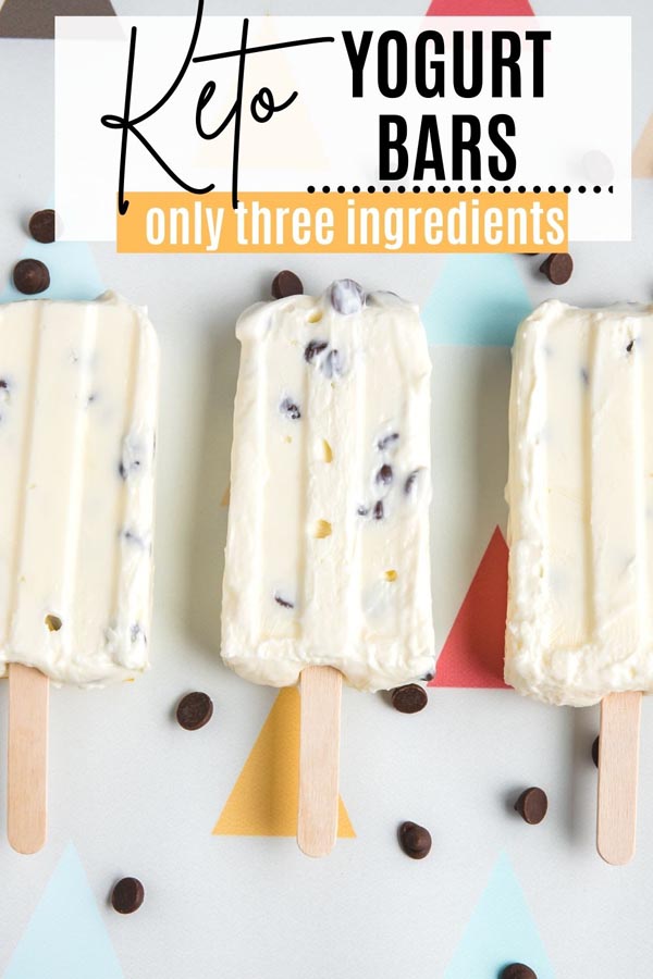 three creamy yogurt bars with chocolate chips