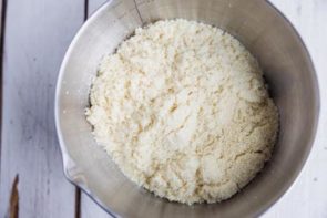 dry ingredients in a silver metal bowl