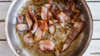 cooked bacon in a skillet