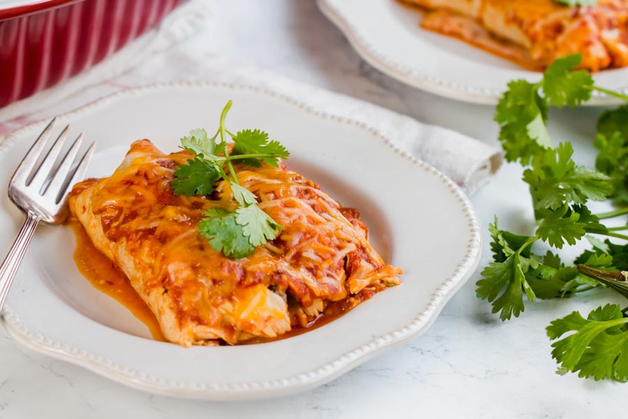 close up of keto enchiladas on a plate