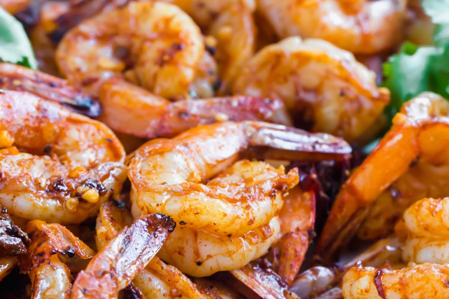 close up of grilled shrimp