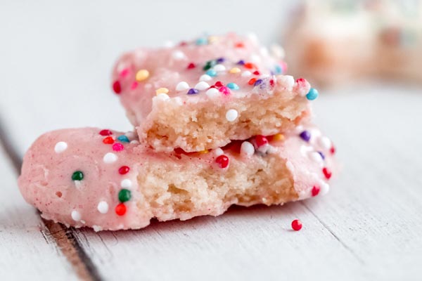 keto animal cookie cut in half with sprinkles