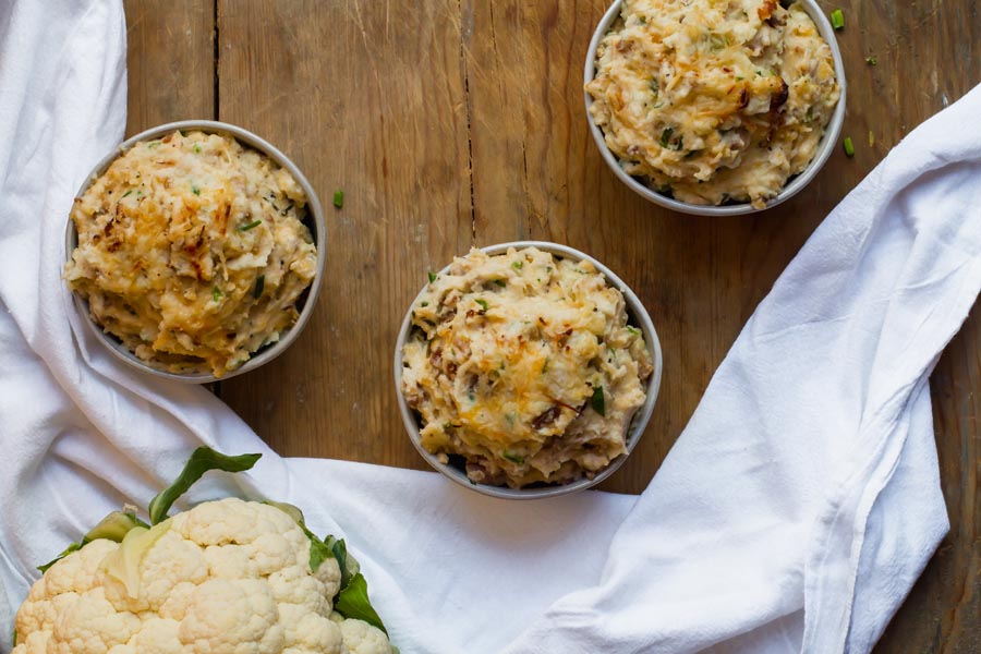 dinner for 3 with keto loaded mashed cauliflower