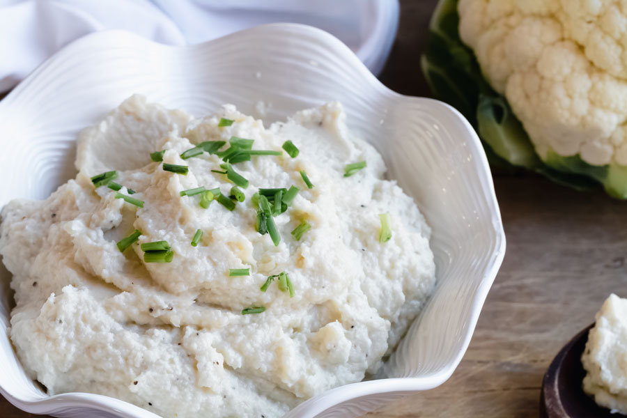 keto mashed cauliflower close up