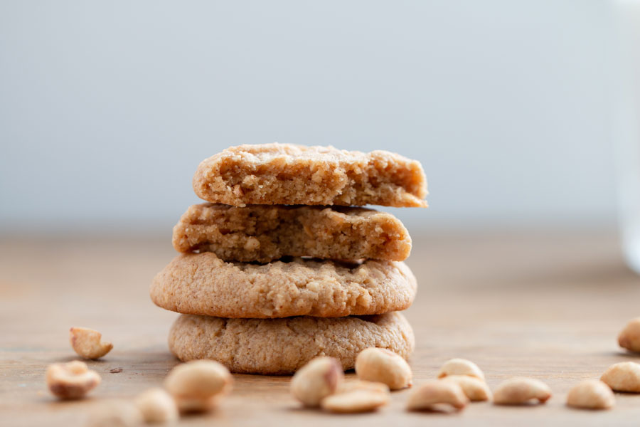 half eaten keto peanut butter cookie