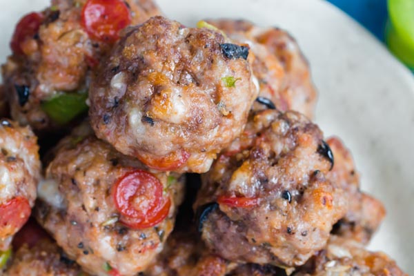 a pile of keto pizza meatballs