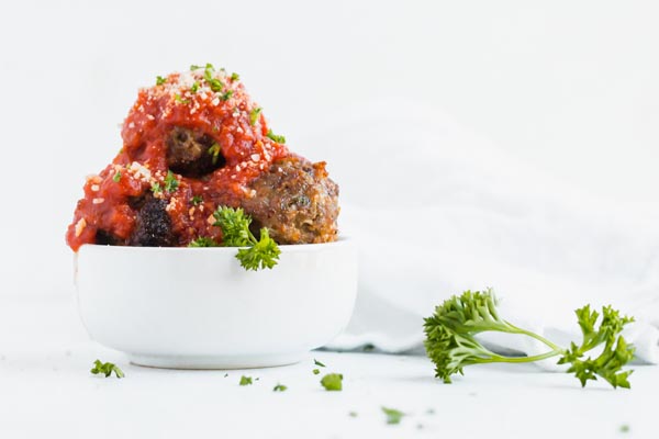 plain keto meatballs in a dish