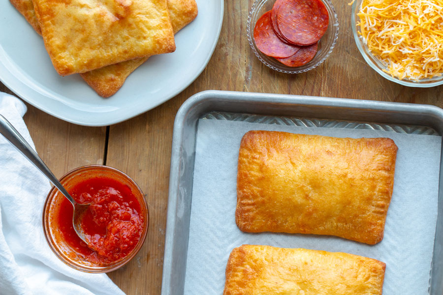 keto pizza pockets on a pan