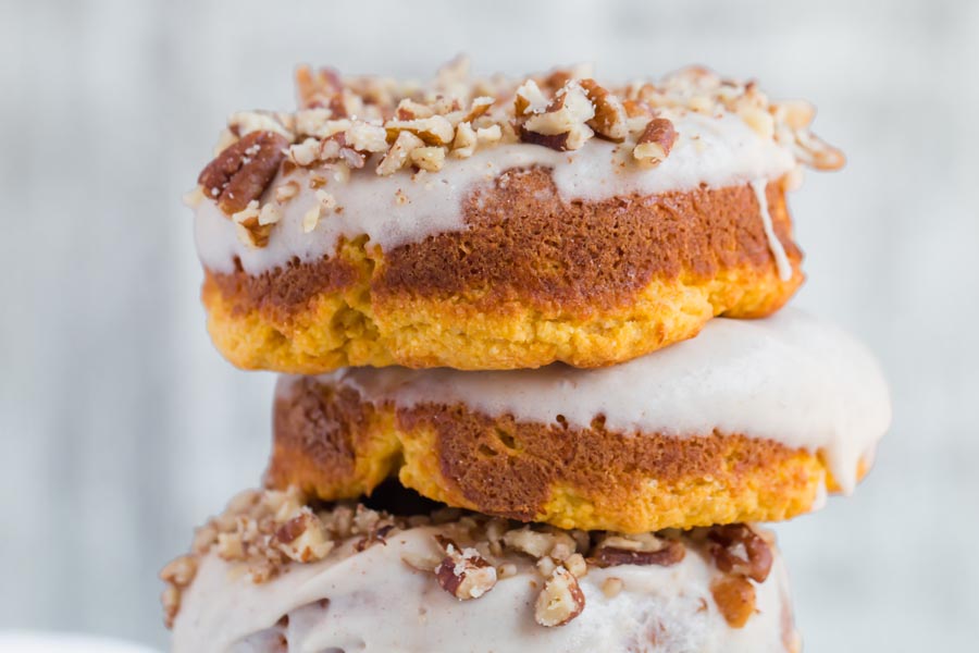 pumpkin donuts stacked up