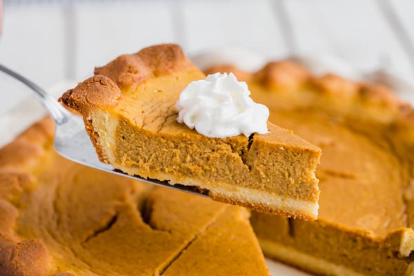 alice of low carb pumpkin pie over a whole pie