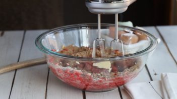 beating cookie dough with an electric mixer