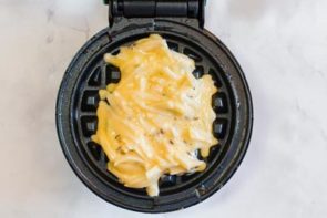 reuben chaffle on the mini dash waffle maker