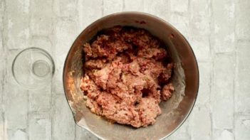 mixed meatloaf in a silver bowl