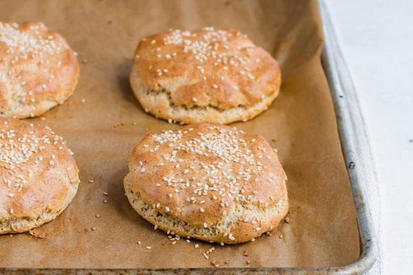 a stack of homemade keto hamburger buns