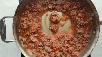 sloppy joe sauce cooking in a skillet