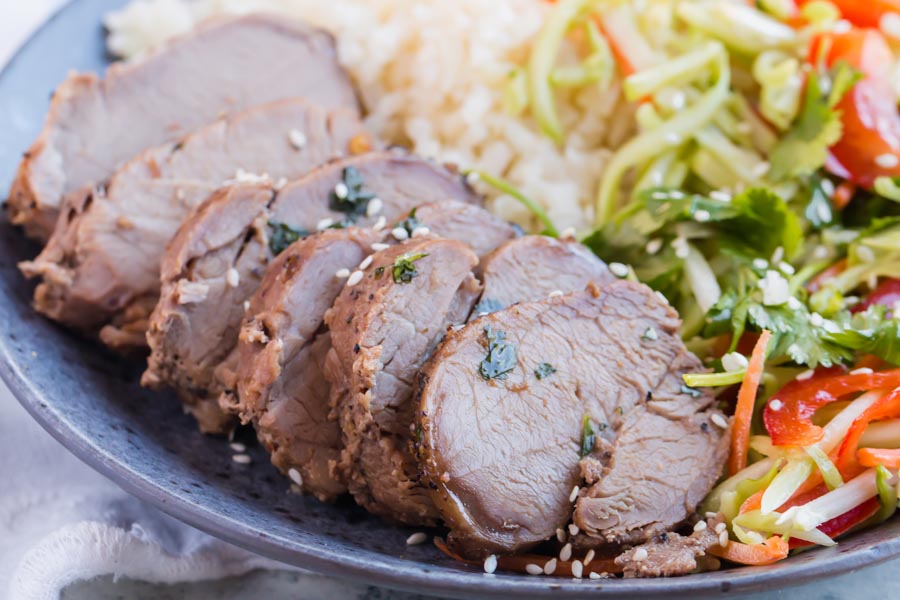 sliced asian marinated pork tenderloin