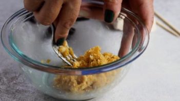 mixing cookie dough with a fork