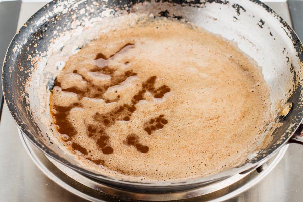 spices mixed in brown butter