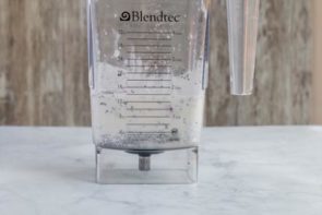 chia pudding ingredients in a blender