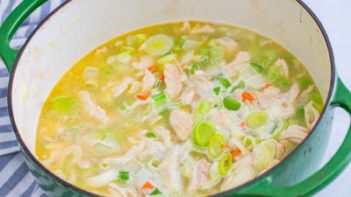 turkey soup simmering on the stove