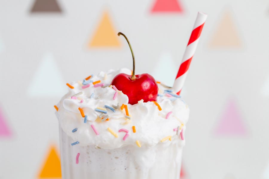 keto vanilla milkshake with whipped cream