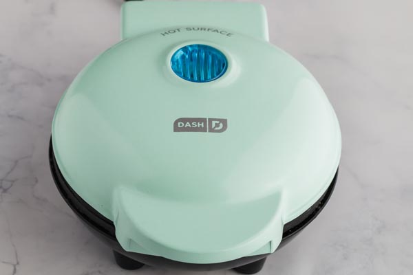 teal mini dash waffle maker