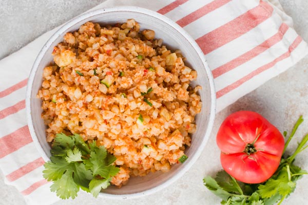 bowl of low carb spanish cauliflower rice