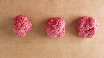 three balls of ground beef