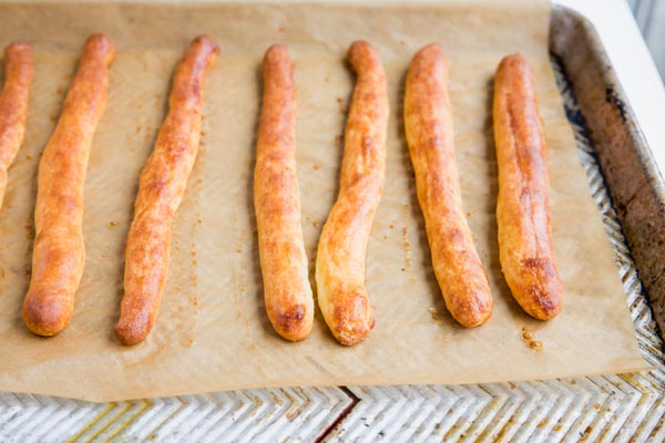 keto breadsticks on a pan