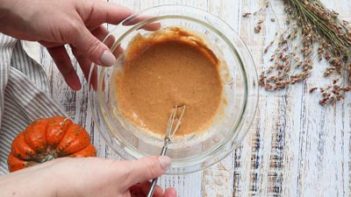 pumpkin pie filling for one mixed in a bowl