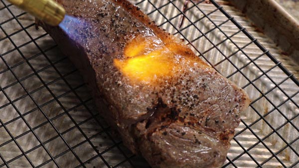 torching a sous vide steak